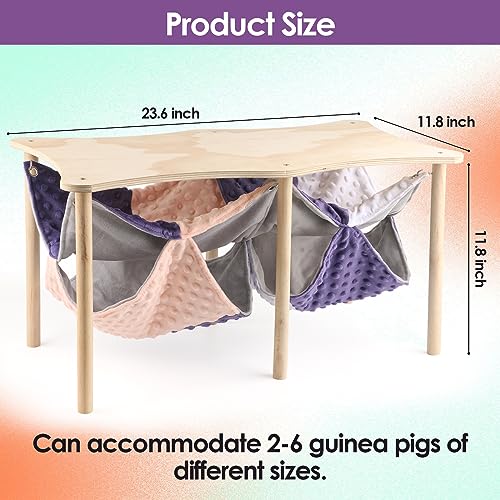 Image of Guinea Pig Hammock,Double Ferret Rat Hammock with Stand,2PCS Hanging Soft Small Animal Toys Sleeping Bed with Durable Wooden Stand for Chinchilla Bunny Hiding and Playing