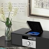 WISCENT Bluetooth Vintage Style Retro Look Micro Audio Streaming CD Player System,with Bluetooth,USB Port,FM Stereo,AUX Input,Remote Control,CD Players for Home (Black) - Image 3