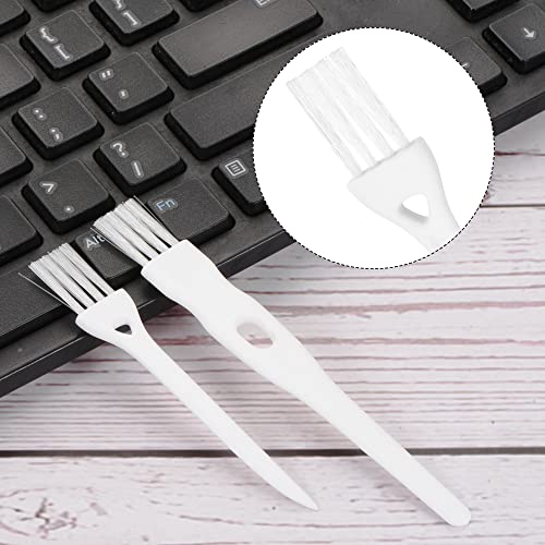 Image of MECCANIXITY Shaver Cleaning Brush Tools with White Handle White Nylon Bristles 2 Sizes for Keyboard, Window Track, Vent Outlet, Home, Office, 8 Pack