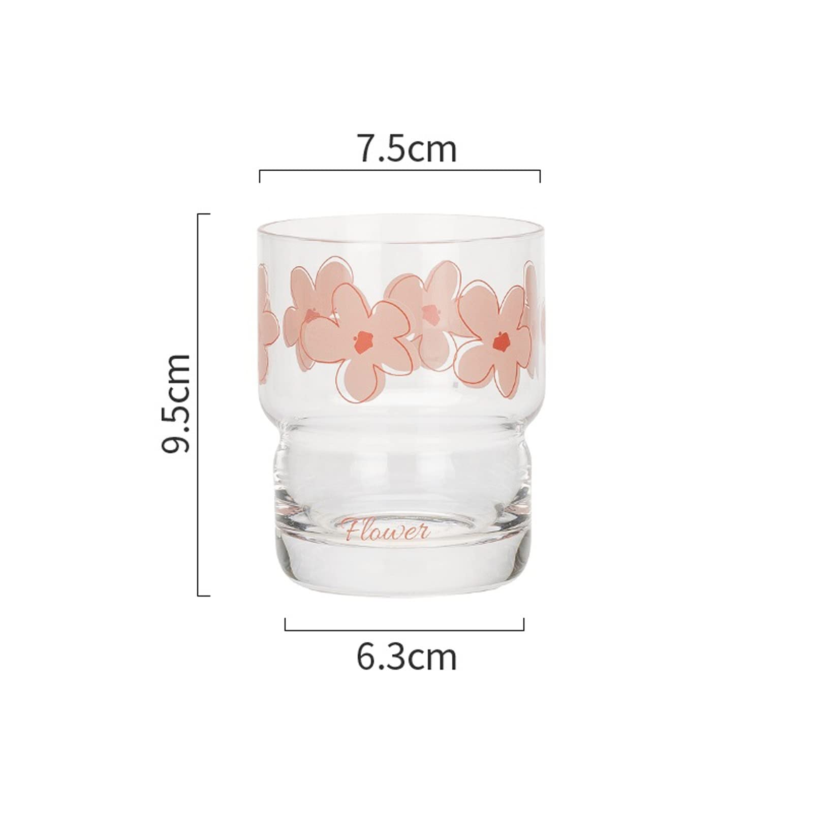 Szklanki do wody 300 ml Śliczne szklanki do picia Kwiatowy szklany kubek Kubki do picia soku Home Party Koktajl Kubek na wodę Kreatywne szklane kubki Szklane kubki (Kolor: D) (1)