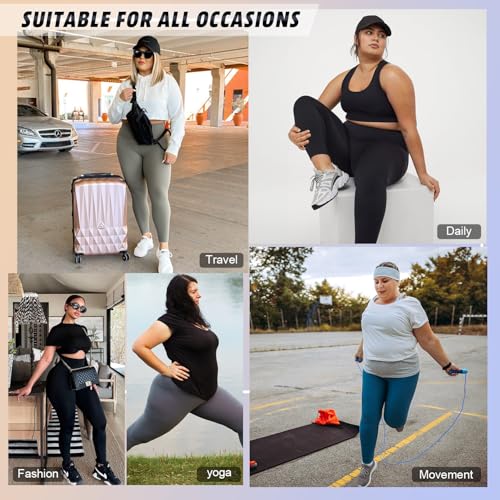 yeuG Women's Plus Size Leggings with Pocket-High Waist Tummy Control Yoga Pants Workout Running Black Leggings2