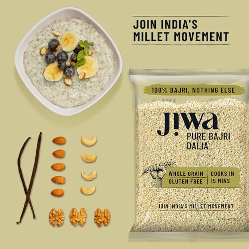 Image of Jiwa Pure Bajri Dalia | Cooks In 15 Minutes | Millet | Broken Pearl Millet Daliya | Gluten Free | 500 g (Pack of 3)