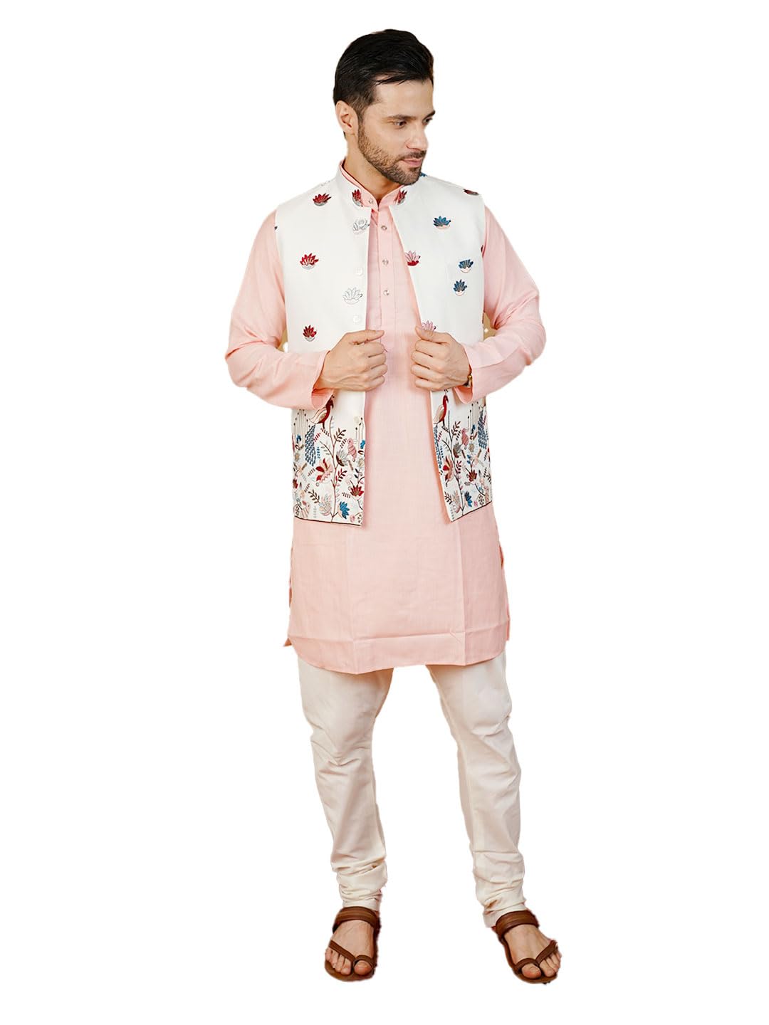 wintage Men's Rayon Emrbroidery White Waistcoat : 44-picture-20