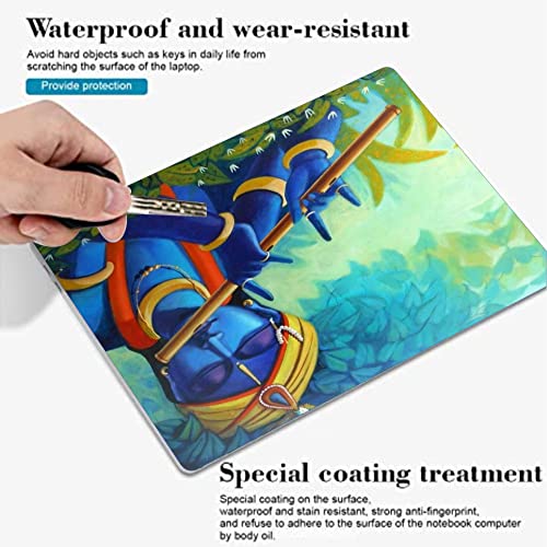 Image of Elton Paint Krishna Theme Laptop Skin Sticker Decal,13.3 inch 14 inch 15 inch 15.4 inch 15.6 inch Laptop Universal Vinyl Skin Sticker Cover Dustproof Waterproof Art Decal Protector with Free 2 Wrist Pad Skins