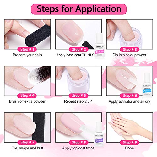 Dip Pulver Nagel Starter Kit, 8 Colors Pink Silver Glitter Dipping Powder Nails Set mit Bürste & Nagelfeile Nail Art… – Bild 7
