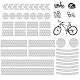 Chyaya Reflektierende Aufkleber, 42 Stück Stark Selbstklebend Wasserfeste Reflektor Aufkleber für Fahrrad, Helme, Kinderwagen und mehr, Hochreflektierend und Sichtbarkeit in Dunkeln