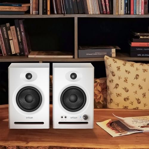 Ortizan C7 Dual-Mode 2.0 Studio Monitors, Active Monitor Speakers for Near Field Music Production, Bluetooth 5.3 Wireless Computer PC Monitor Gaming Bookshelf Speakers(Pair, White) - Image 6