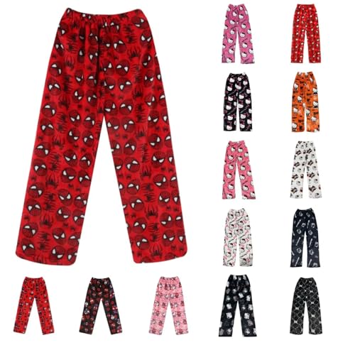 Chnnamzu Pantalon Pyjama Femme Flanelle Bas de Pyjama Polaire Chaud et Doux Confort Cartoon Chat Anime Imprimé Kawaii Mode Décontracté Vêtements de Nuit...