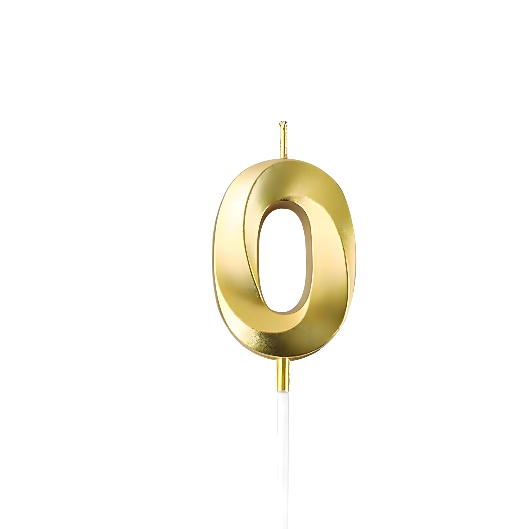 Juzfun Number Candles 0 for Birthday Cake Decoration Wedding Anniversary Party Metallic Gold Colour Size : Width 5 x Height 7 CM