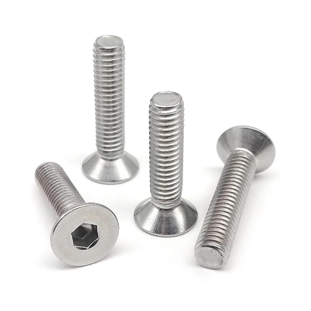 M2 M2.5 M3 M4 M5 M6 M8 Sechskant-Innensechskantschraube mit flachem Senkkopf, Inbusschraube, 304 A2 Edelstahl, schwarzer Stahl der Güteklasse 10.9(Stainless Steel,10pcs M8x35mm)