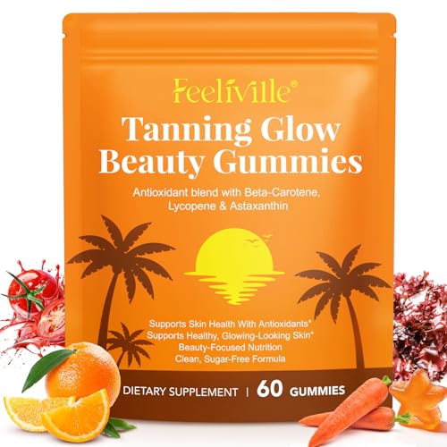 Tanning Gummies Fast Tan Without Sun 2026 New Tanning Gummies Antioxidant Blend with Beta-Carotene Lycopene & Astaxanthin Hydration for Natural Looking Glow