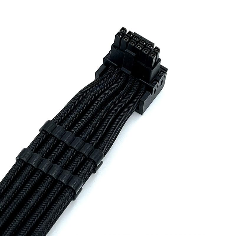 50cm Right-Angle 16-Pin 12V Cable 3x8-Pin to PCI-E 5.0 Power Modular Cable with Comb Compatible with ROG I 1000W and II 1200W (Black UP Bend)