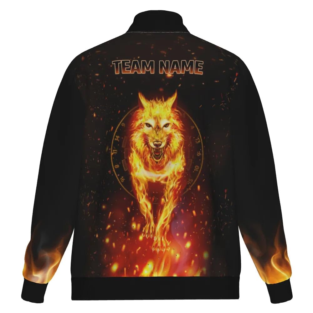 Dart Jacket with Fire Darts Wolf Design Stylish Durable Outerwear for Men and Women H7790