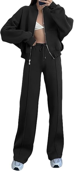 amropi Chándal de Mujer Chaqueta Sudadera con Cremallera y Pantalón Deporte Conjunto - 1