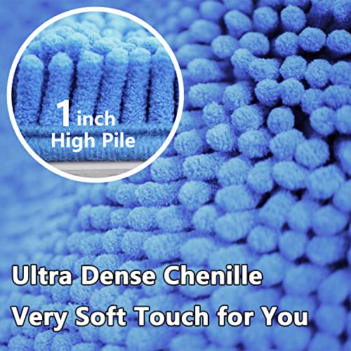 Image of BOANKODU Bathroom Rugs Sets 2 Piece, Extra Soft Chenille Bath Mat Absorbent Bathroom Rug, Bathroom Mat with PVC Non-Slip Bottom, Machine Washable Bath Rugs (32x20 Inch + 24x16 Inch, Snow Cyan)
