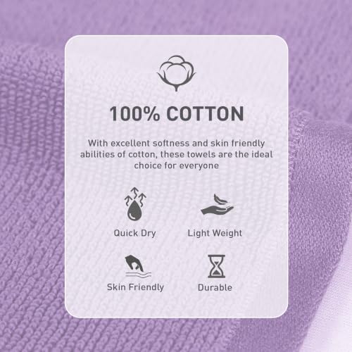 Image of MYTRIDENT Face Towel | Urban Comfort | Quick Drying | Travel Friendly | for Men /Women | 6 Pc Face Towel (30 cm x 30 cm) | 100% Cotton 450 GSM - Purple