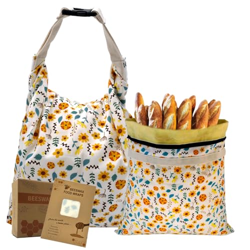 Beeswax Bread Bags 17×13 Inch (Set of 2) with 1 pack of beeswax c...