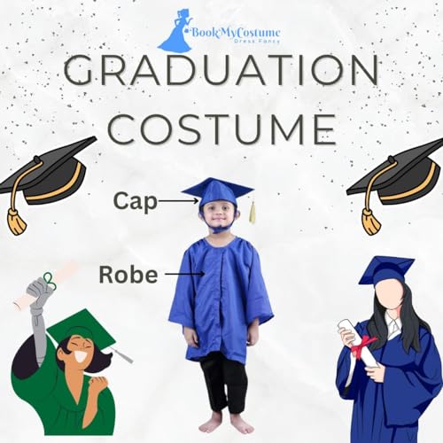 Image of BookMyCostume Blue Graduate Convocation Graduation Day Gown Kids & Adults Fancy Dress Costume 7-8 years