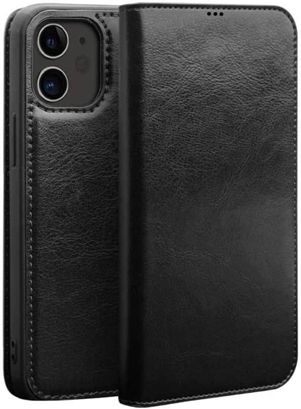 Étui portefeuille iPhone 12 cuir, protection clapet pour voyages et bureau