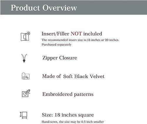 Miniatura 6 de Funda de almohada de terciopelo negro, bordado de letras cuadradas personalizadas de 18 pulgadas, funda de almohada decorativa solo (E)
