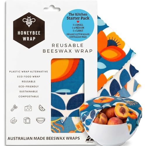 Honeybee Beeswax Wraps Kitchen Starter Pack (3-Pack)