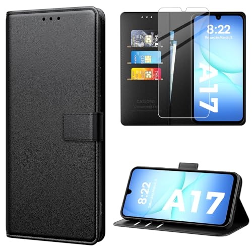 Caslord Samsung Galaxy A17 Schwarz Klapphülle mit Panzerglas