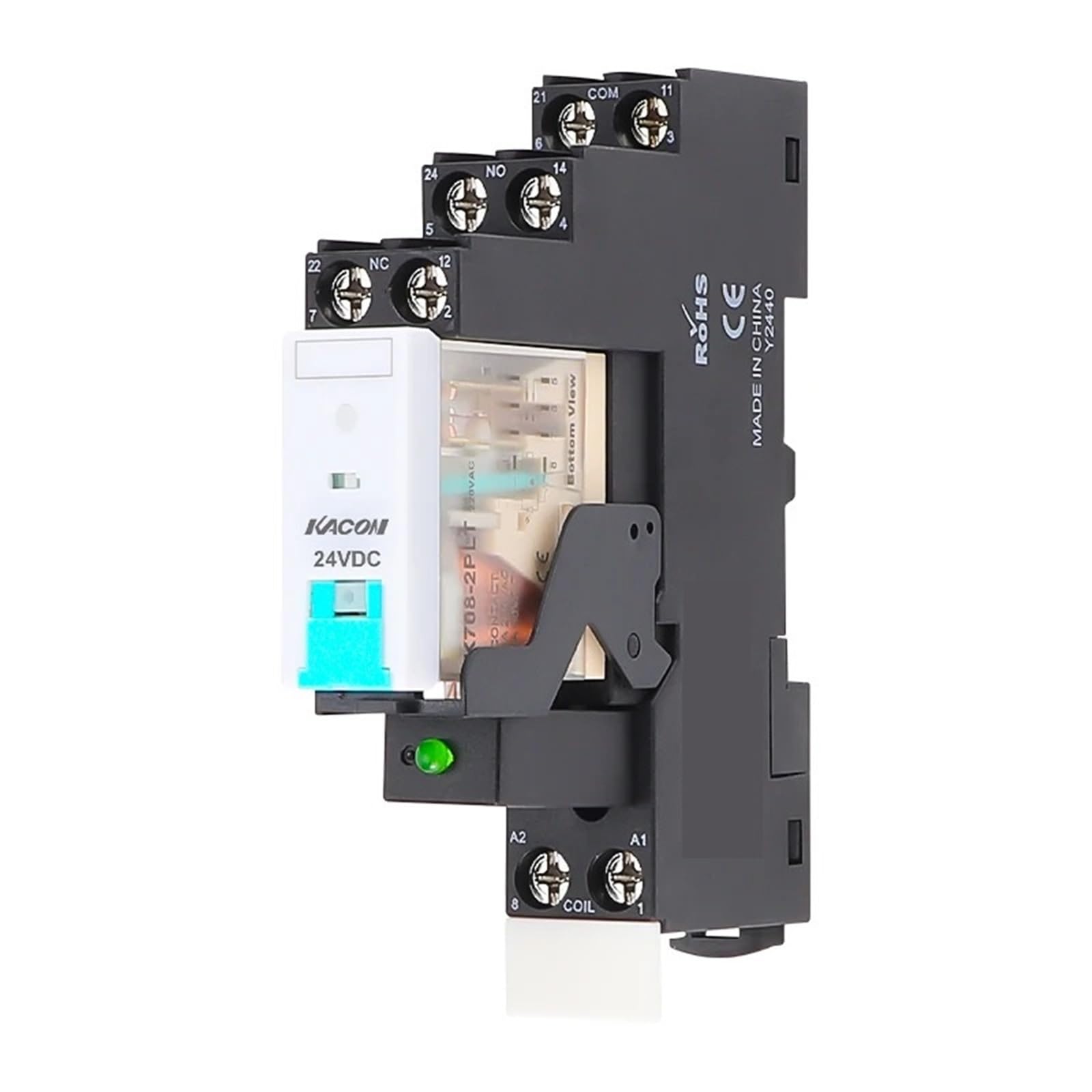 Modulo relè intermedio elettromagnetico K708, mini relè SSR a stato solido for montaggio su guida DIN con base AC220V for automazione industriale C(Screw1CO220A Srg)