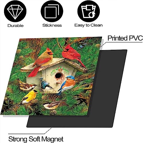 Oeme Spring Birds Dishwasher Magentic Cover, Pine Decorate Self Adhesive Magnet Refrigerator Decal, Home Appliances Decorative Stickers Vinyl Decals 23Inch W X 26Inch H #TOP6