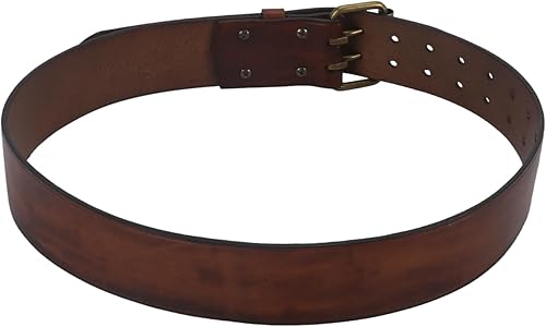 Miniatura 2 de TOURBON Cinturón de cuero marrón vintage de 32-47 pulgadas para hombre, cinturón de trabajo resistente, Marrón
