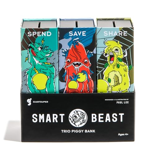 Smart Beast Trio Piggy Bank: 3-in-1 Money-Wise Educational Piggy Bank …
