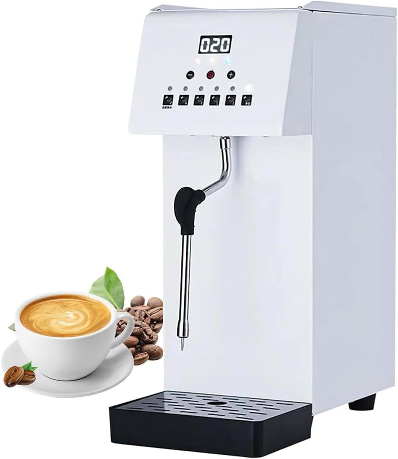 Espumador de leche comercial de 2500 W, 6 l/1,58 galones, totalmente automático, con pantalla LED, ideal para café expreso, té, postres, hoteles y tiendas.