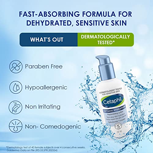 Cetaphil Optimal Hydration Replenishing Body Lotion 237ml | Lightweight moisturizer & non-greasy | Hyaluronic Acid, Sunflower Oil, Blue Daisy extract | Dermatologist Recommended... - Image 6