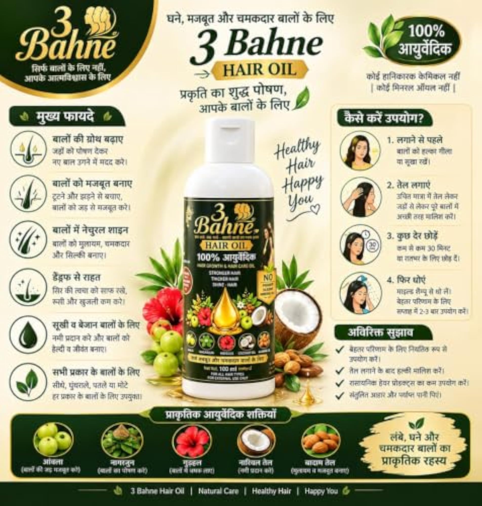 Ayurvedic Hair Oil And Shampoo Combo Kit 100ml