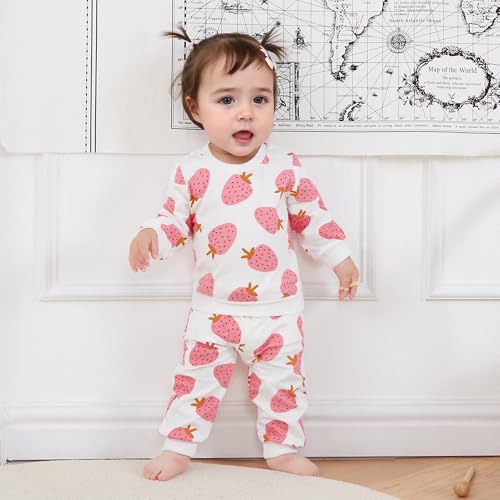 WZTYYDS Toddler Baby Girl Clothes 3 6 9 12 18 24 Months Fall Outfits Contrast Color Long Sleeve Sweatshirt Tops + Pants Set2