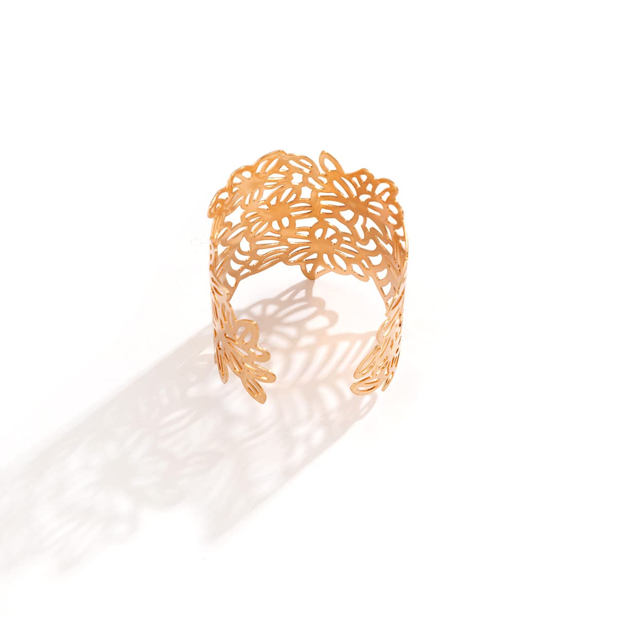 QUECY® Metal Floral Pattern Quirky Hand Cuff Adjustable Bracelet for Women - Golden Colour (B0CPHRWKWP) Amazon Price History, Amazon Price Tracker