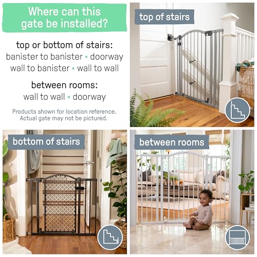 Summer Infant Extra Tall Decor Pet and Baby Gate, 28.75" - 39.75" Wide, 36" Tall, Pressure or Hardware Mount, Install In-between Rooms, Doorways & Stairways, Walk-Through Safety Gate, Black