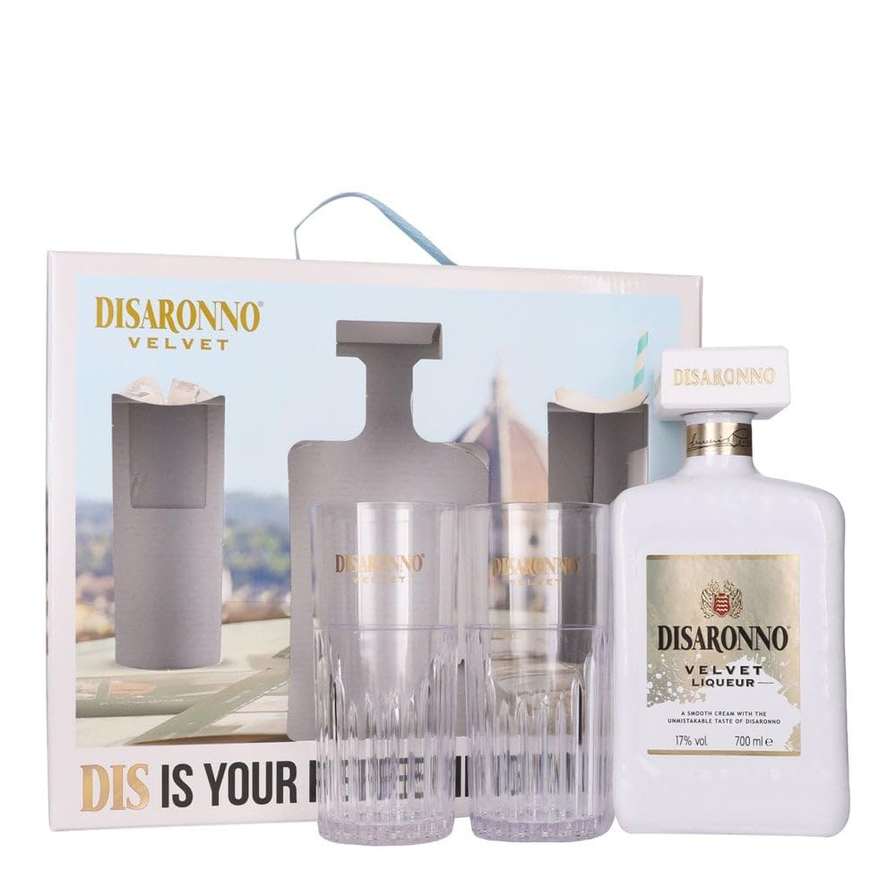 DisaronnoVelvet Liqueur - 2 Long Glasses Gift Pack - 70cl