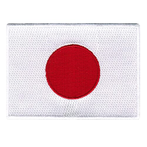Cypress Collectibles - Japan Flag Patch - Premium Embroidered Appliqué - Asian Country Velcro®-Brand Fasteners Patches - Dimensions: 3.5" x 2.5"