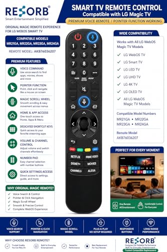 Image of LG TV Remote Compatible with LG Magic Smart WebOS 4K UHD OLED LED TV Models MR21GA MR22GA MR23GA MR24GA AKB76036207, Voice Replacement Remote Control, LED 704 VC