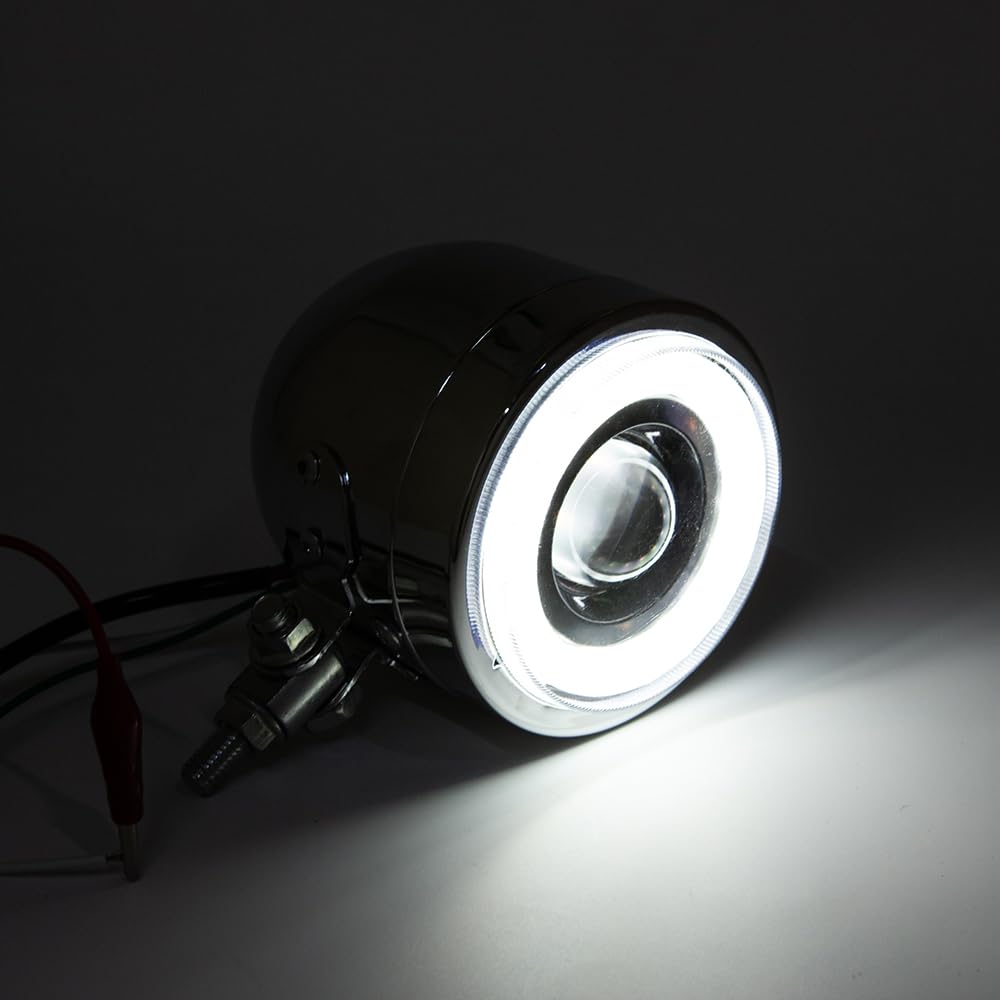 Faros Auxiliares de Moto LED Faro Motos Dobles Faros Antiniebla Moto Compatible Bobber Street Cafe Racer (chrome)