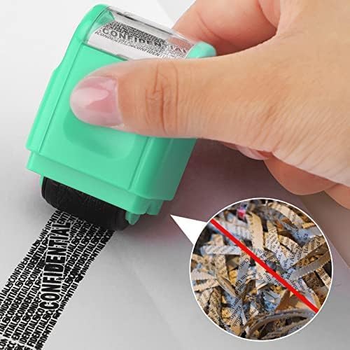 Miniatura 2 de Nezyo Paquete de 2 sellos de rodillo de protección de identidad, confidencial, bloqueo de información de sello de privacidad y 4 unidades de tinta