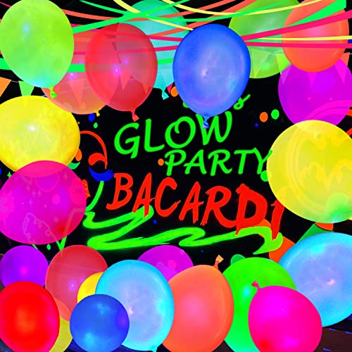 110 Pack Colored Uv Neon Balloons Glow Balloons Neon Party Decorations Glow In The Dark Party Supplies Balloons Black Light Neon Latex Fluorescent Balloons For Kids Birthday Glow Party Decoration #TOP3