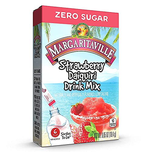 Margaritaville Singles To Go Water Drink Mix - Strawberry Daiquiri Flavored, Non-Alcoholic Powder Sticks (4 Boxes with 6 Packets Each - 24 Total Servings), 0.65 Ounce (Pack of 4) - Image 3