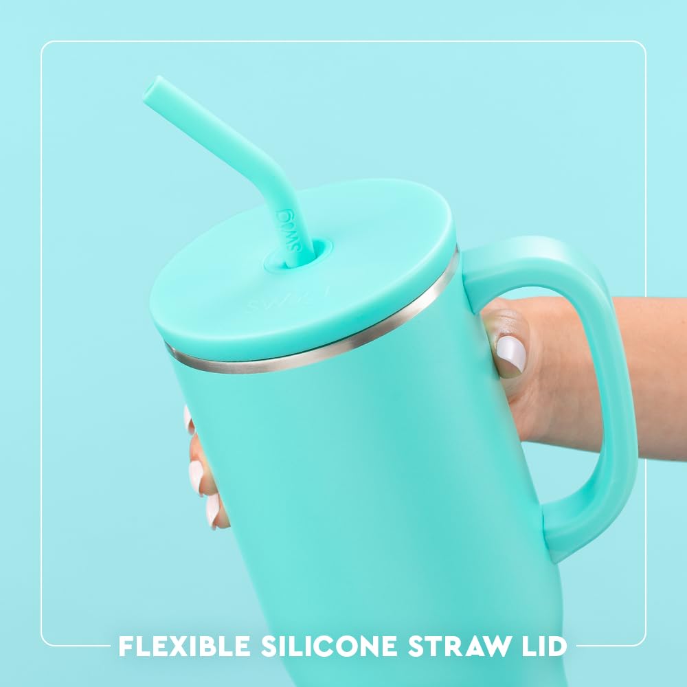 Swiglife 40oz Mega Mug, 40 oz Tumbler with Handle and Straw, Cup Holder Friendly, Dishwasher Safe, Extra Large Lightweight Insulated Tumbler, Stainless Steel (Caliente): SEA SWIRL 40 Ounces