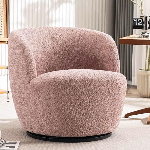 Rowill 30 Inch Swivel Accent Chair, No Assembly Modern Round Barrel Chair, Upholstered Comfy...