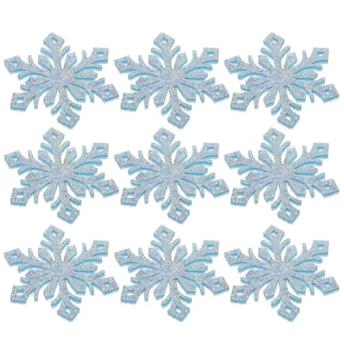 Exceart, 30 toppe glitterate con fiocco di neve e fiocchi di neve, forcine per vestiti, vestiti, cappello, jeans, fiori da cucito