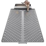 Keep Your Home Tidy: This oversized cat litter mat (34” x 22”) features a grooved texture design that traps and collects litter more effectively, helping to reduce tracking. With its large coverage area, it can accommodate one large litter box or two...