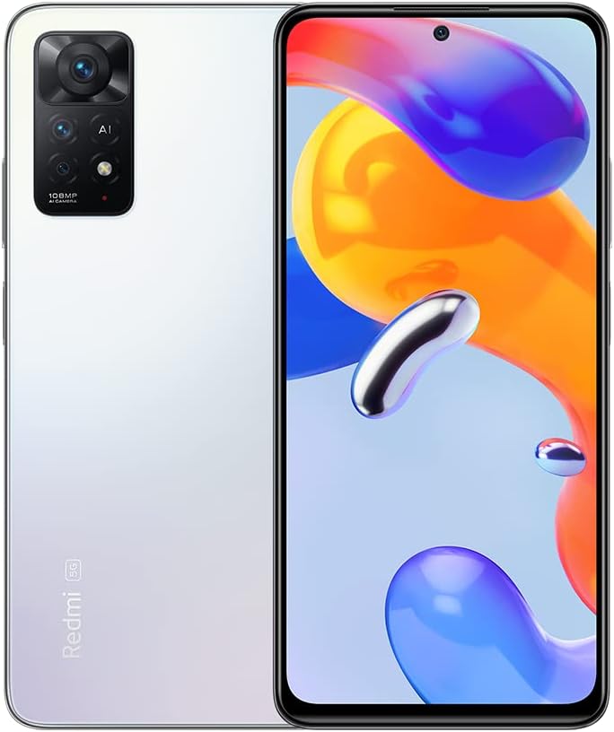 XiaomiRedmi Note 11 Pro 5G + 4G Volte 64GB + 6GB Factory Unlocked 6.67" 108MP Camera Night Mode (Not Verizon Sprint Boost Cricket Metro At&T) + (w/Fast Car Charger Bundle) (Polar White)
