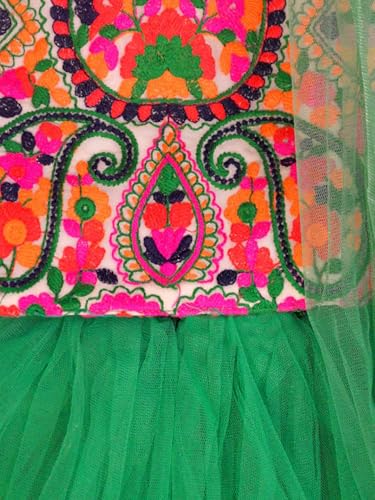 Image of A.T.U.N Girl's Synthetic Lehenga Choli (GLHG LKM GRN Multi-Green 9-10 YR)