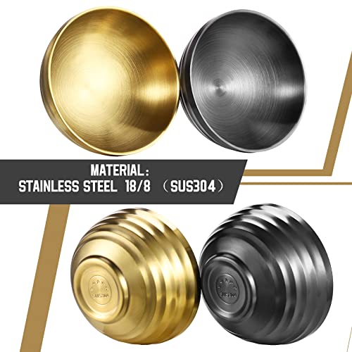 4er Edelstahl Schüsseln Doppelschicht Isolierte Nudelsuppe Schüssel Reis Schüssel Salat Schüssel Müslischalen, Schüsseln für Obst Getreide Snack Vorspeise, Geschirrspüler Sicher,14cm (Gold&Schwarz)